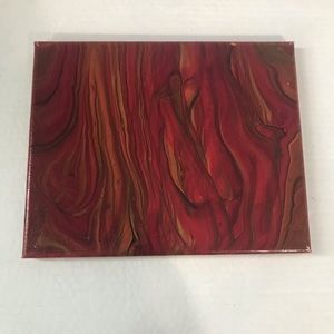 Fluid pour art painting, fire colors.